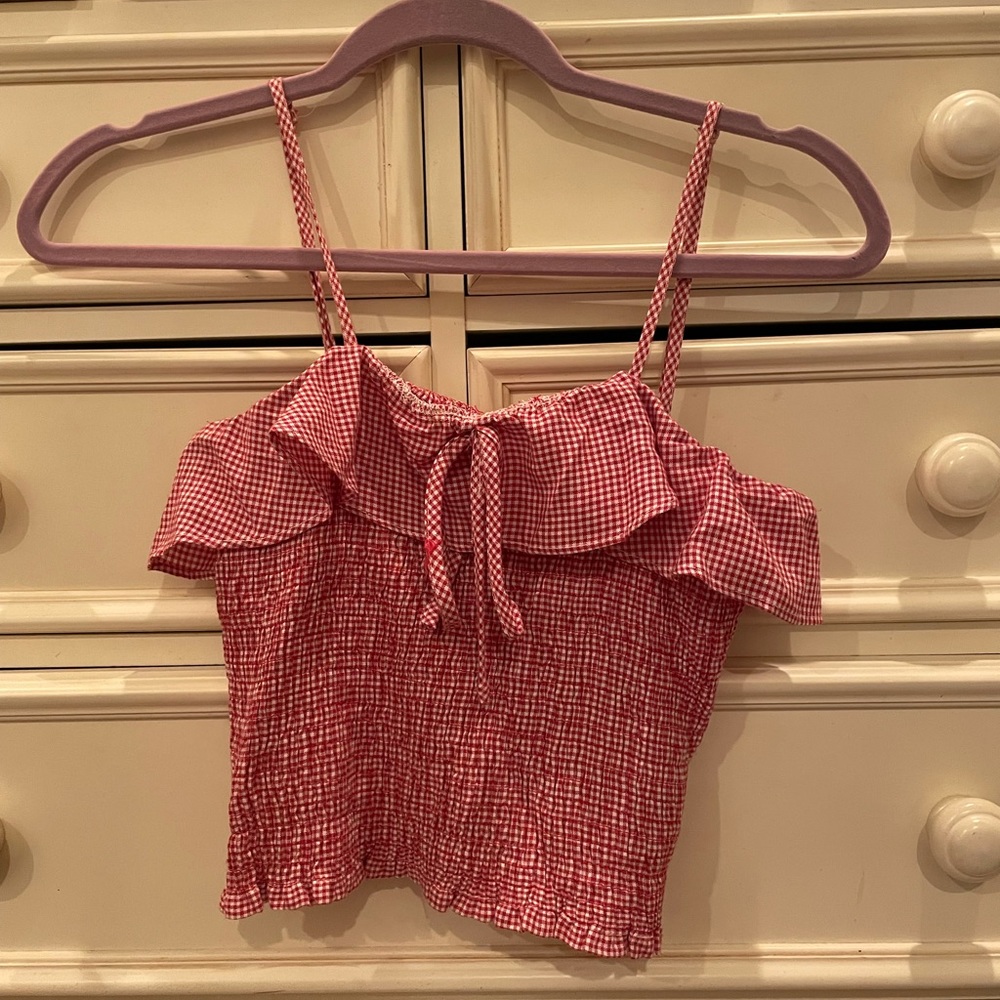 Princess Polly Red & White Checkered Tank Top